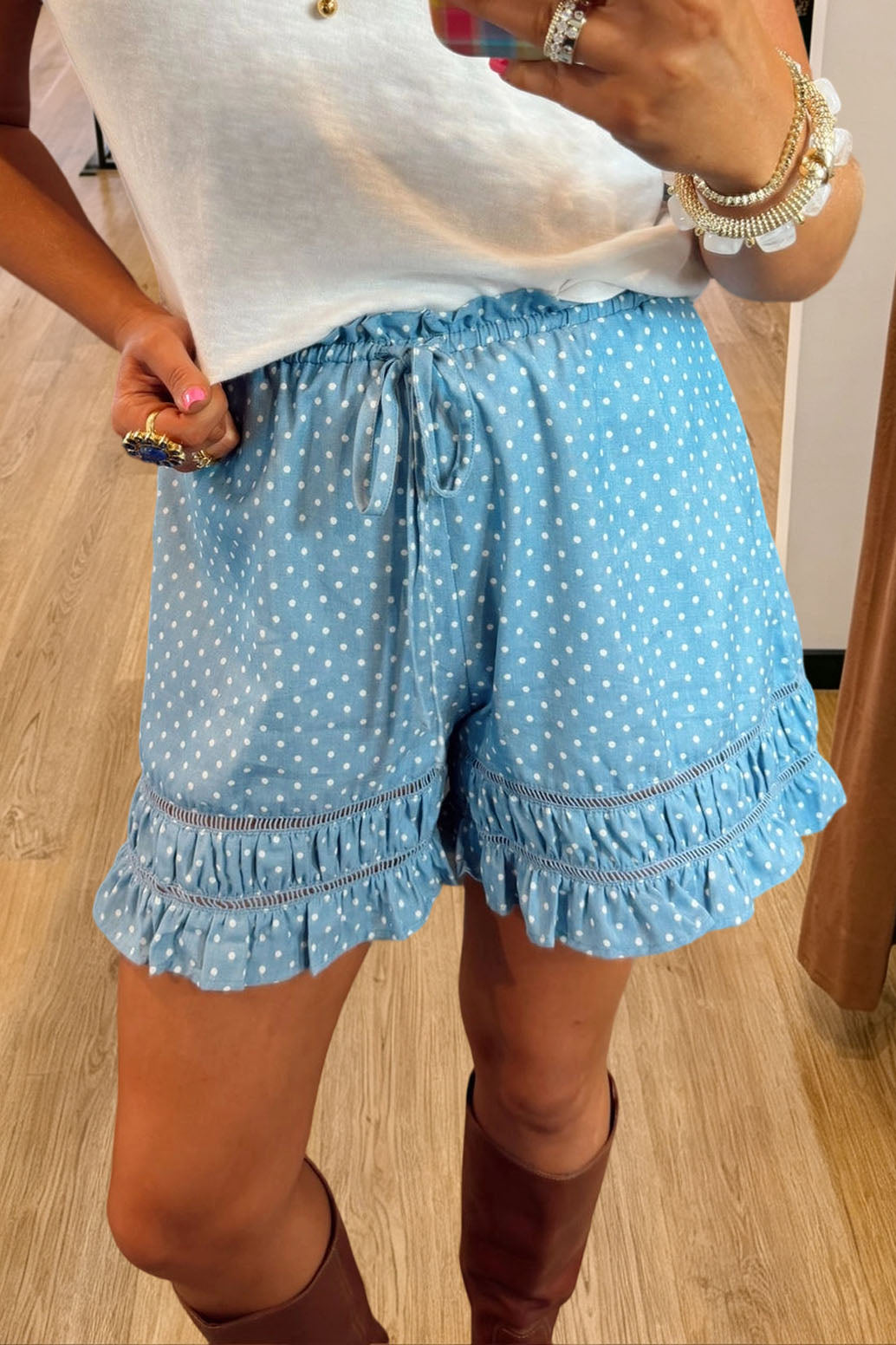 Casual Polka Dot Ruffle Shorts