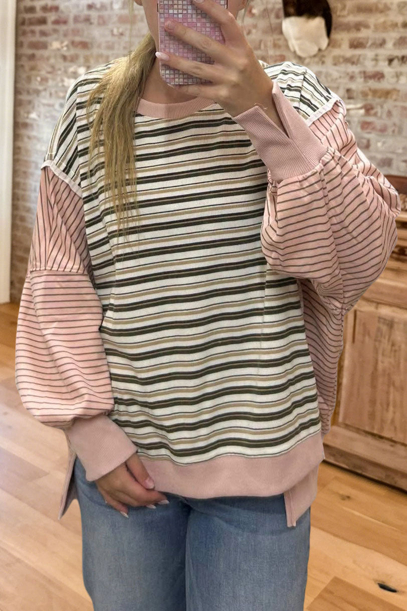 Casual Striped Oversized Sweatshirt