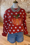 Sequin Pumpkin Polka Dot Sweater