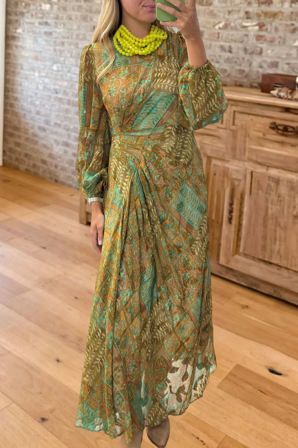 Vintage Floral Printed Maxi Dress