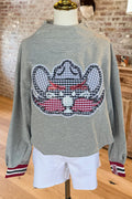 Graphic High Neck Drop Shoulder Sweatshirt