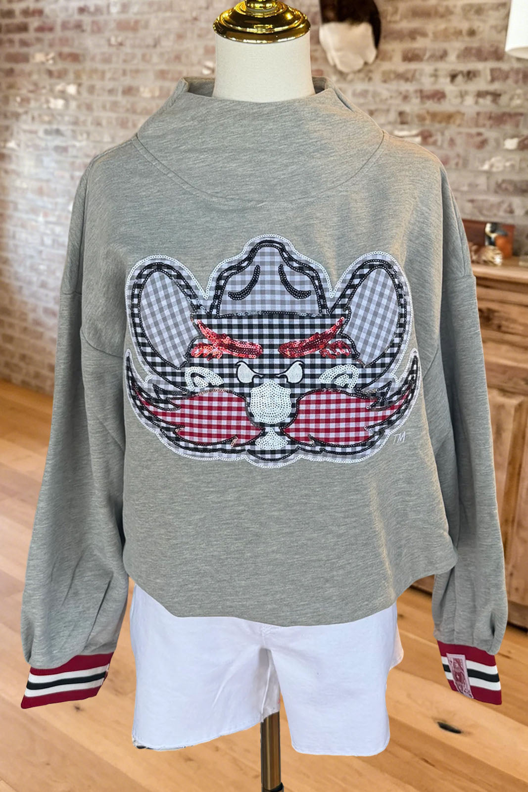 Graphic High Neck Drop Shoulder Sweatshirt