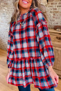 Plaid Tiered Ruffle Hem Tunic Top