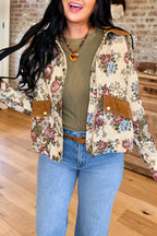 Floral Print Corduroy Accent Jacket