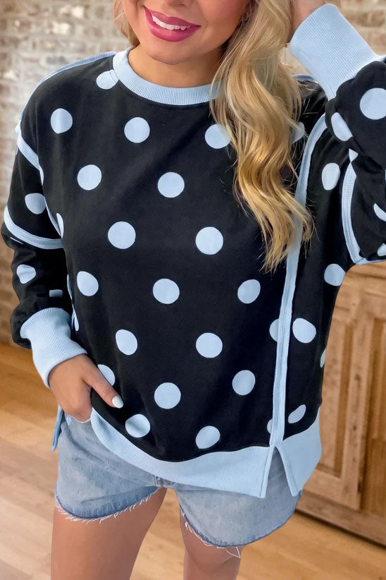 Polka Dot Crewneck Sweatshirt（Light Fleece）