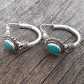 Retro Folk Style Round Peacock Blue Earrings
