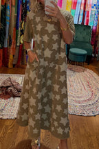 Star Patchwork Pocket Maxi Dress