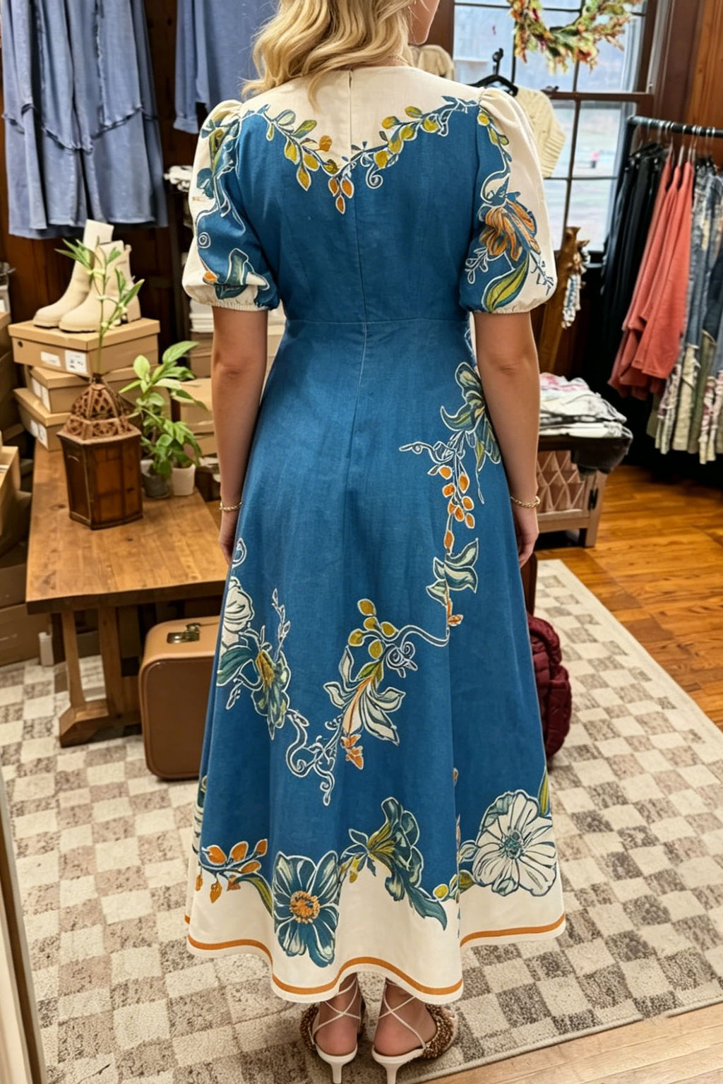 Floral Puff Sleeve Maxi Dress
