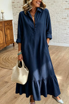 Long Sleeve Tiered Shirt Maxi Dress