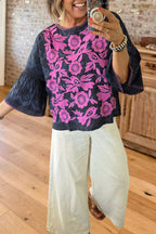 Floral Embroidered Flare Sleeve Blouse