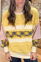 Plaid Patchwork Pullover Sweatshirt