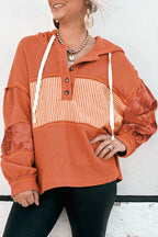 Striped Waffle Knit Hooded Top