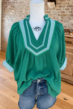 Lace Embroidered Puff Sleeve Blouse