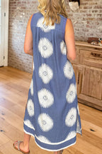 Geometric Print V-Neck Midi Dress