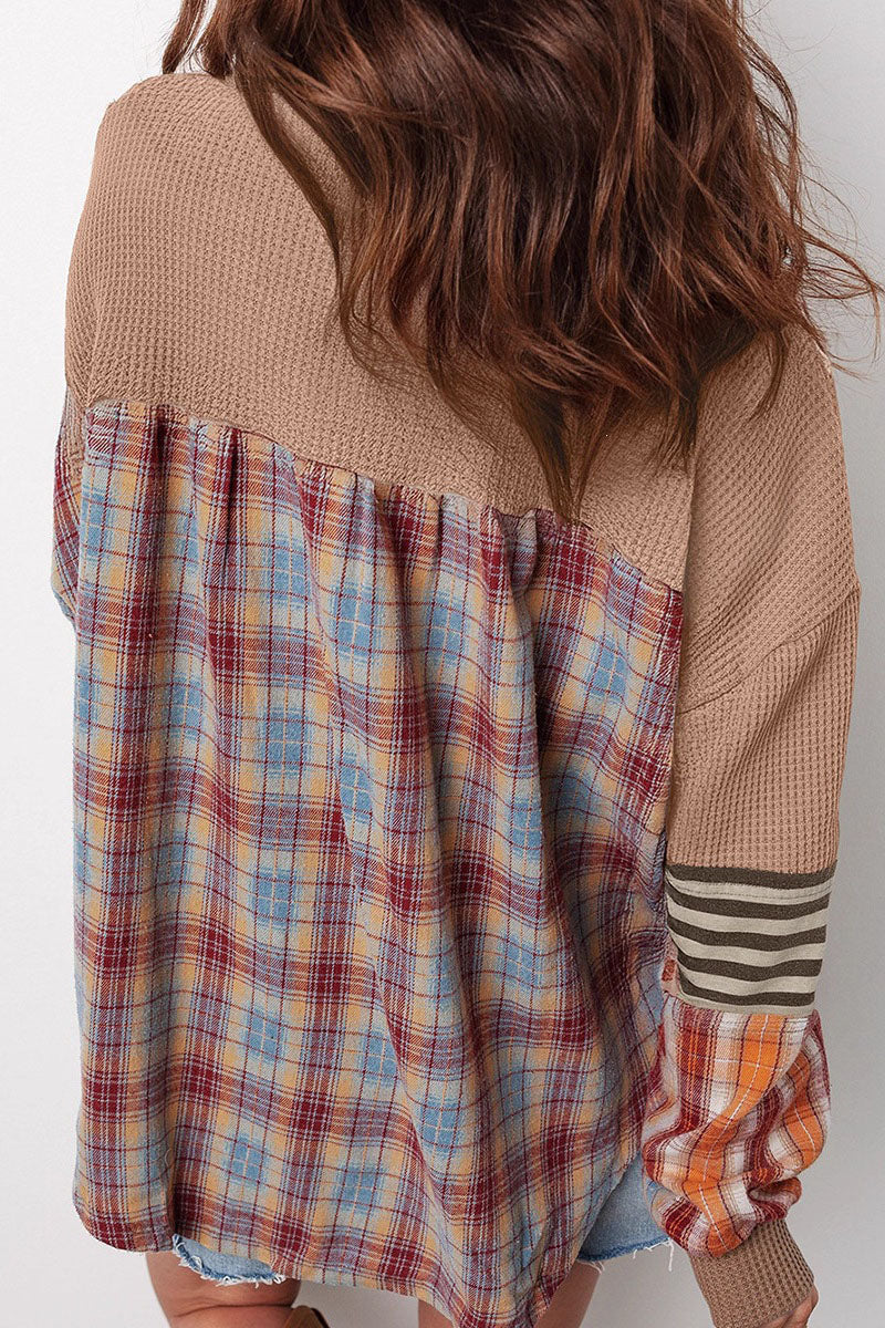 Waffle Patchwork Henley Top
