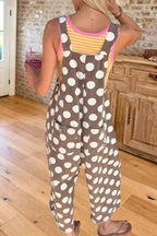 Polka Dot Distressed Denim Overalls