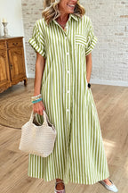 Striped Button Down Shirt Dress