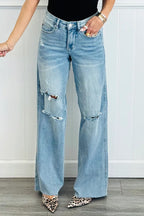 High Waist Ripped Wide Leg Jeans