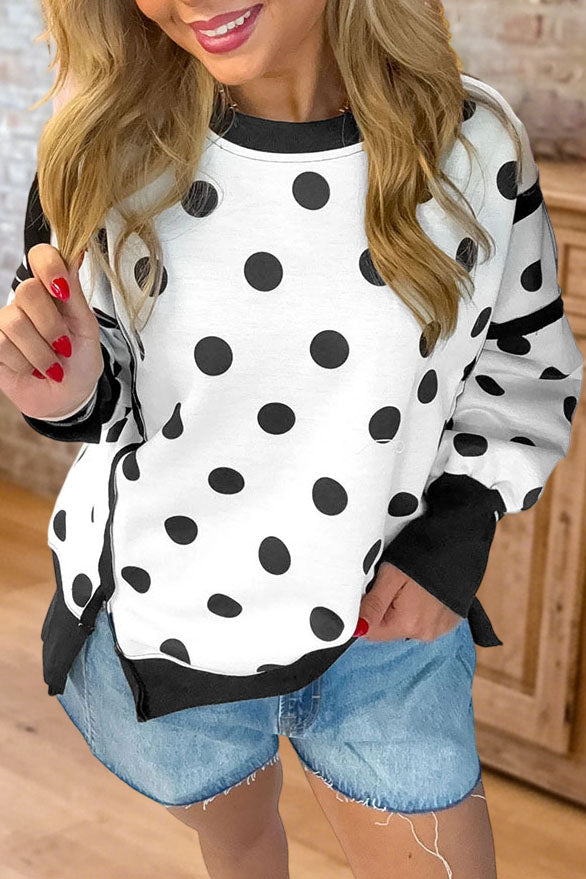 Polka Dot Crewneck Sweatshirt（Light Fleece）