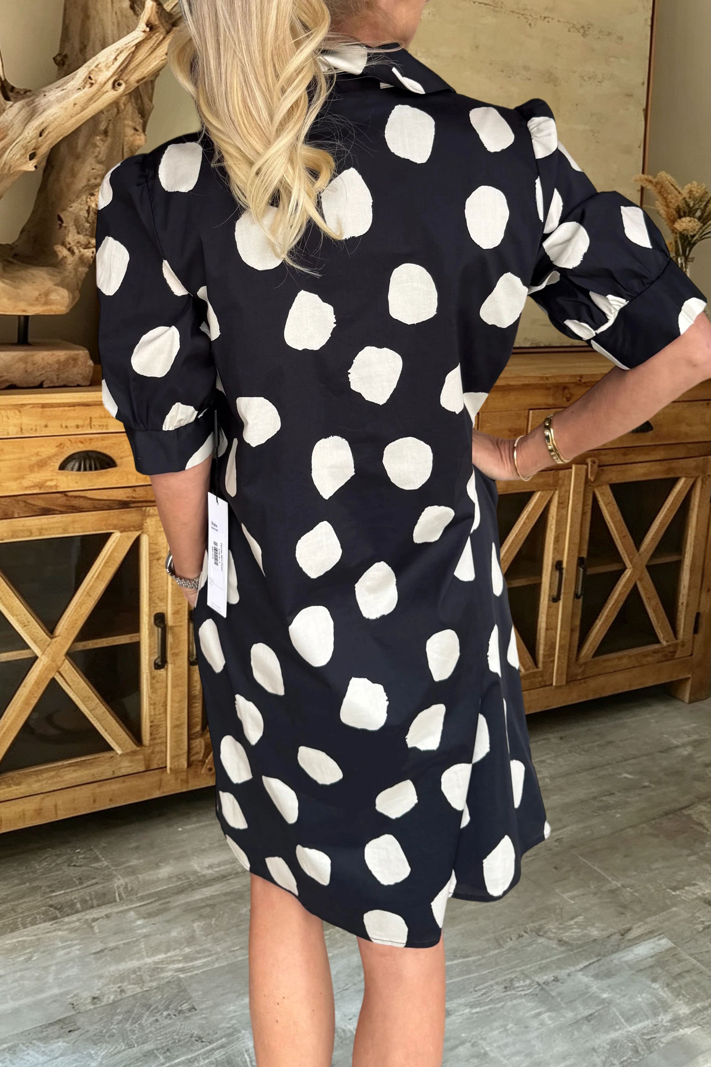 Polka Dot V-Neck Shirt Dress