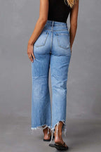 High Rise Distressed Flare Jeans