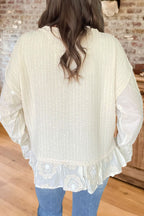 Lace Patchwork Cable Knit Top