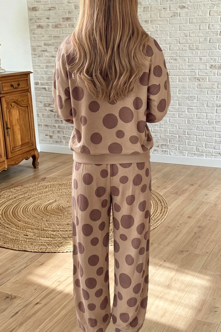 Polka Dot Sweatshirt Pants Set