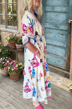 Floral Print V-Neck Maxi Dress