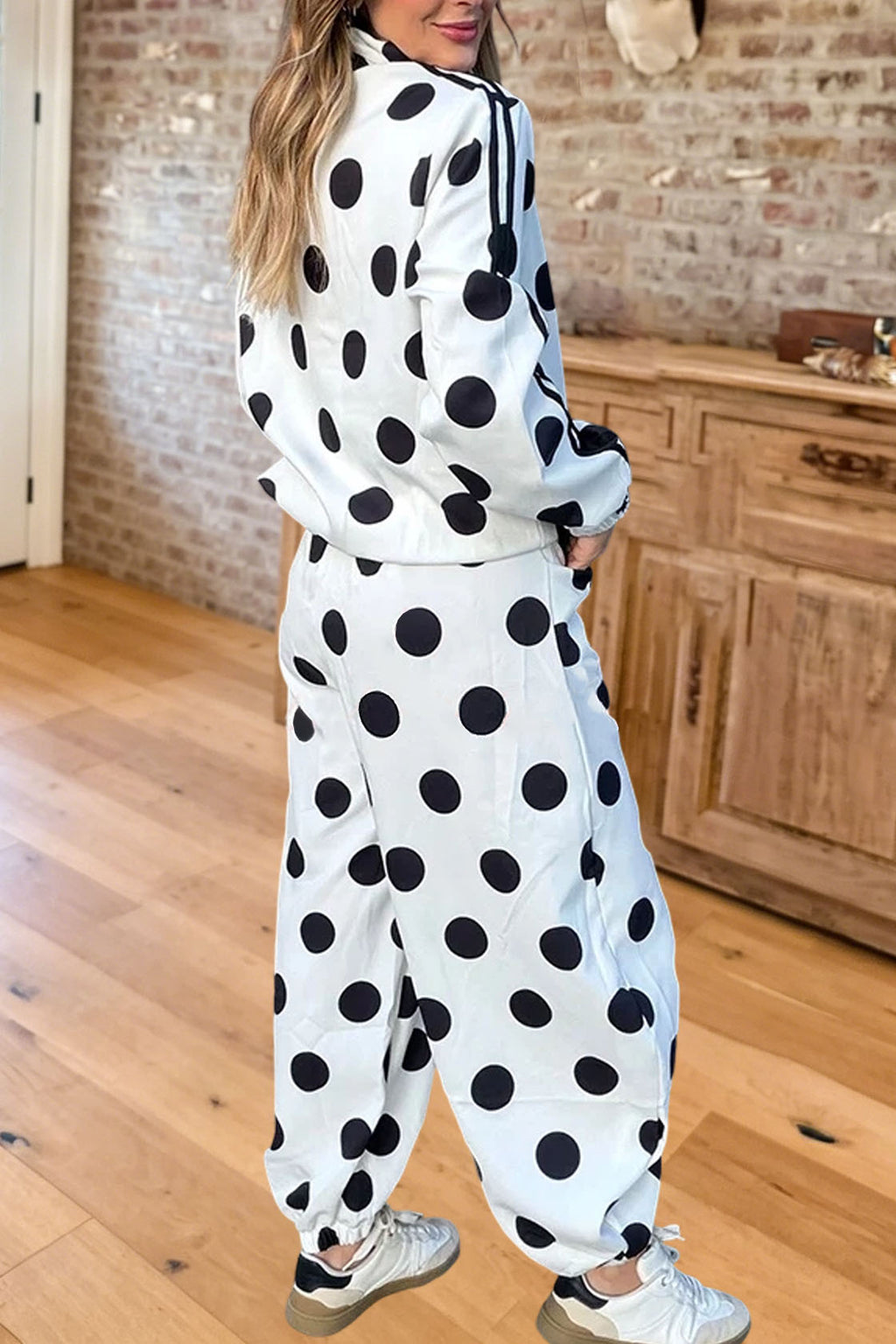 Polka Dot Elastic Pocket Lantern Pants Set