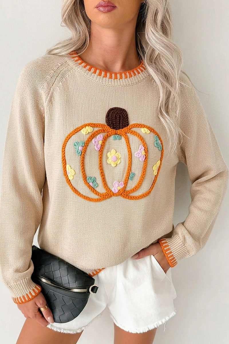 Halloween Floral Pumpkin Sweater
