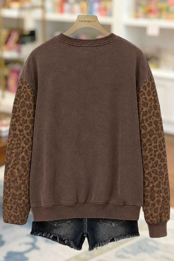 Leopard Pumpkin Print Sweatshirt