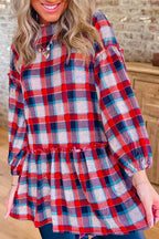 Plaid Tiered Ruffle Hem Tunic Top