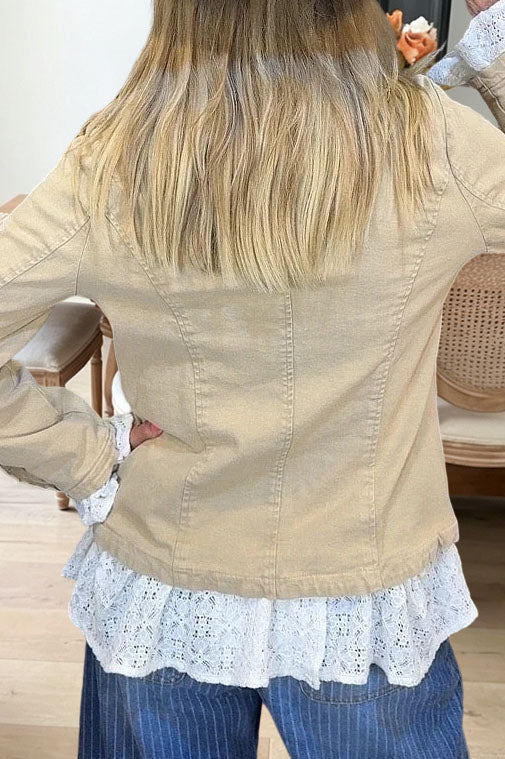 Lace Trim Military Style Jacket