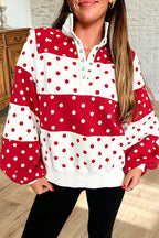 Polka Dot Button Neck Sweatshirt