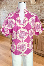 Floral Print V-Neck Blouse