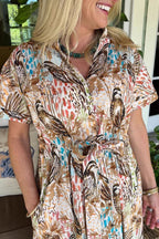 Causal Bird Print Maxi Dress