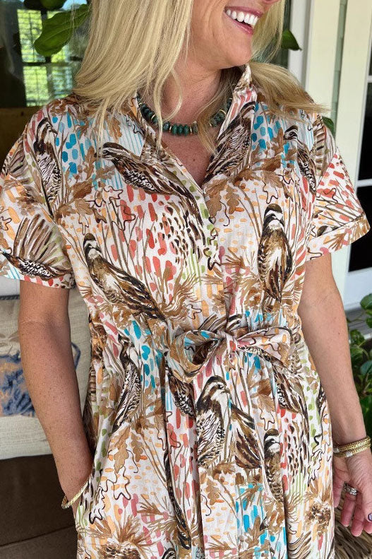 Causal Bird Print Maxi Dress