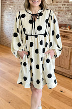 Polka Dot Tie-Neck Dress