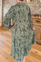 Abstract Pattern Tiered Maxi Dress