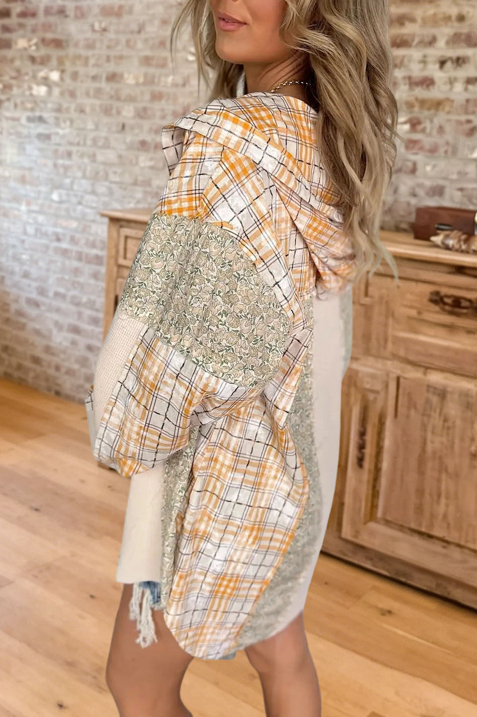 Plaid Patchwork Button Down Coat