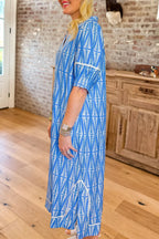 Geometric Print V-Neck Maxi Dress