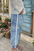 Floral Embroidered Denim Pants