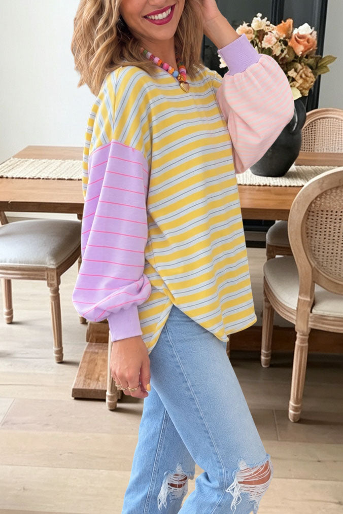 Striped Color Block Long Sleeve Top
