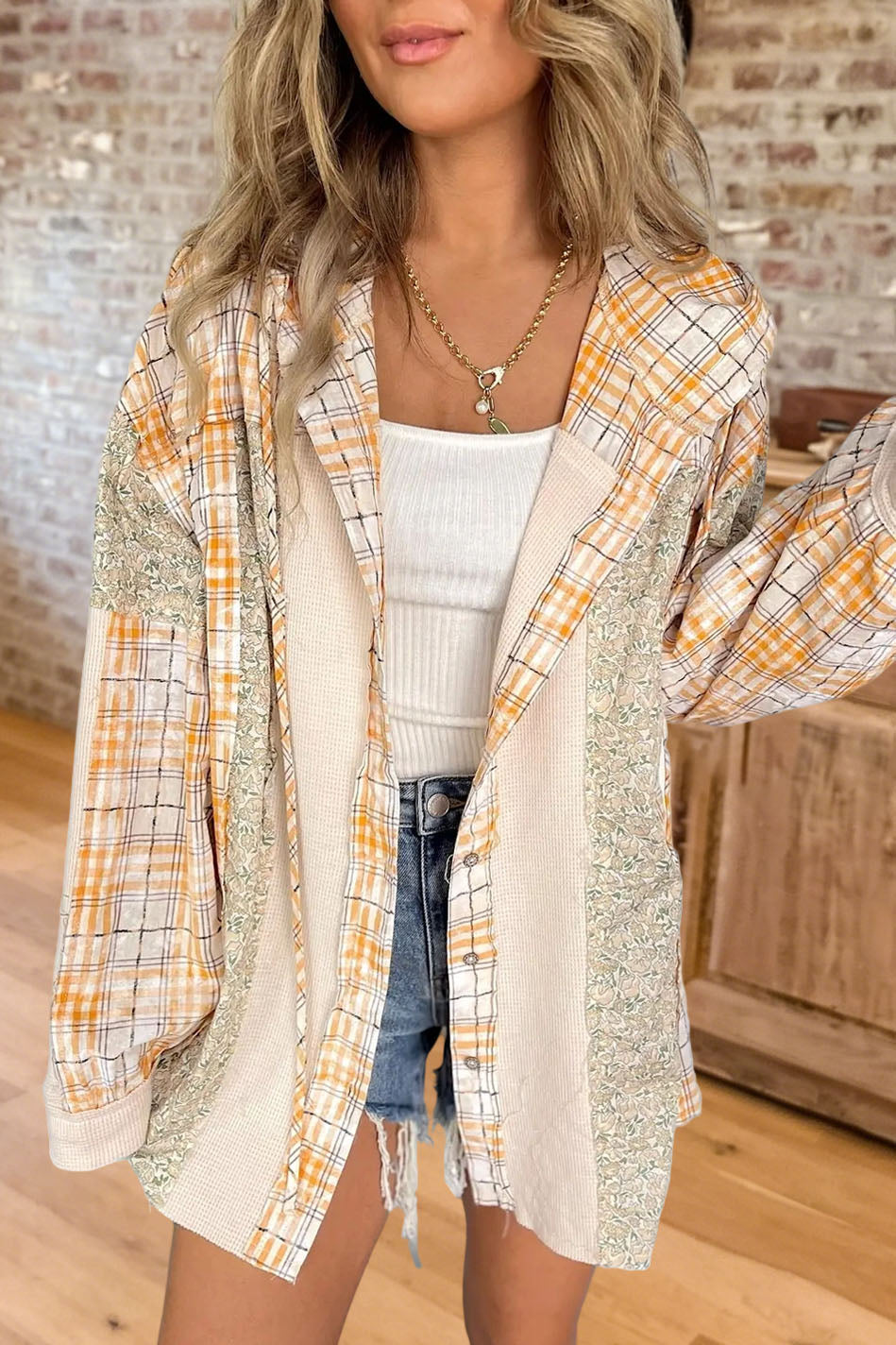 Plaid Patchwork Button Down Coat