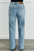 High Waist Ripped Straight Leg Jeans