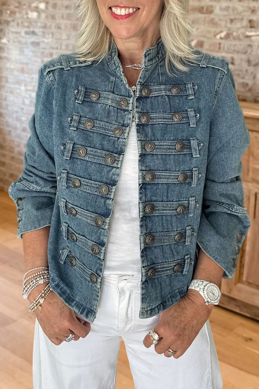 Military Style Denim Jacket