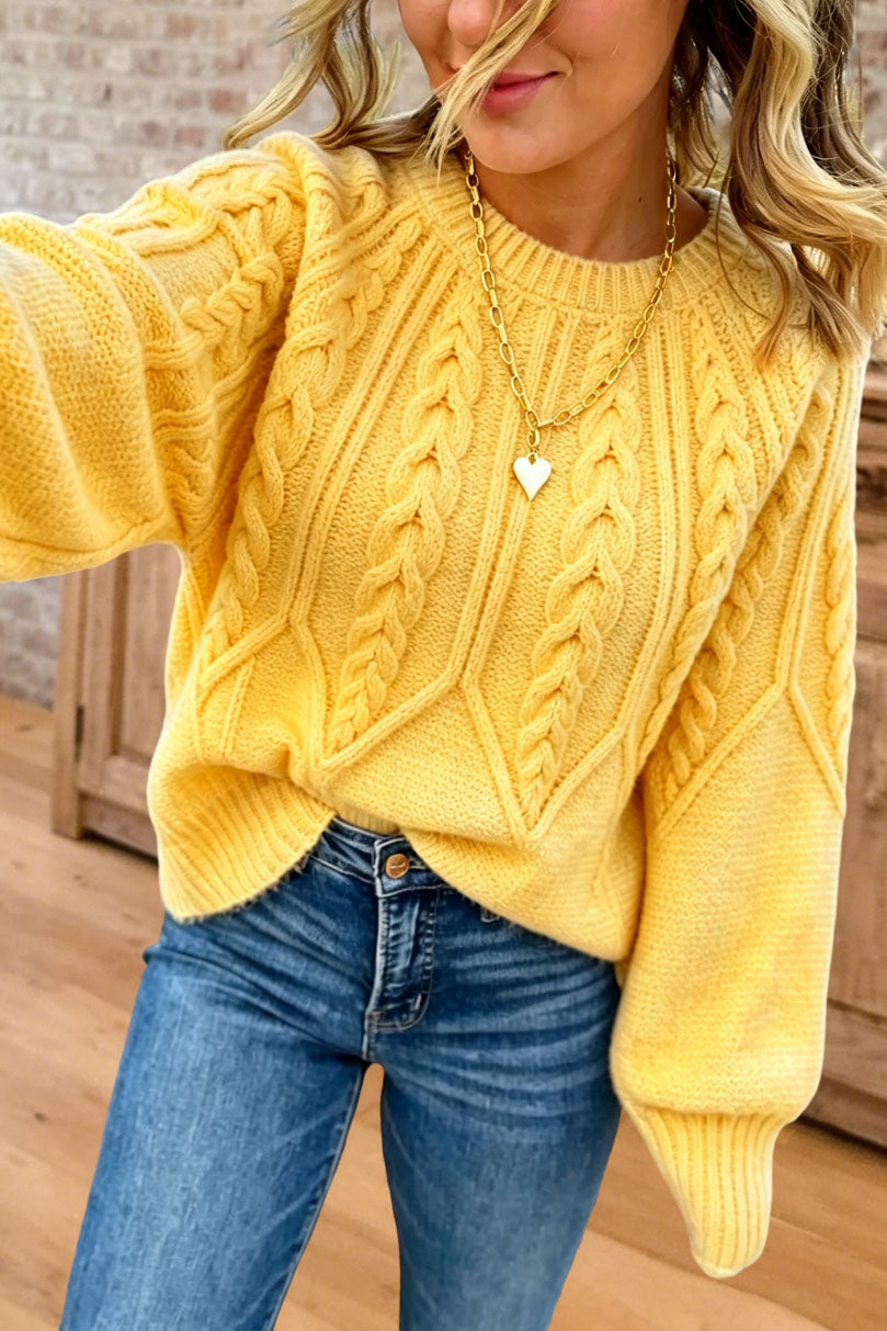 Cozy Cable Knit Crewneck Sweater