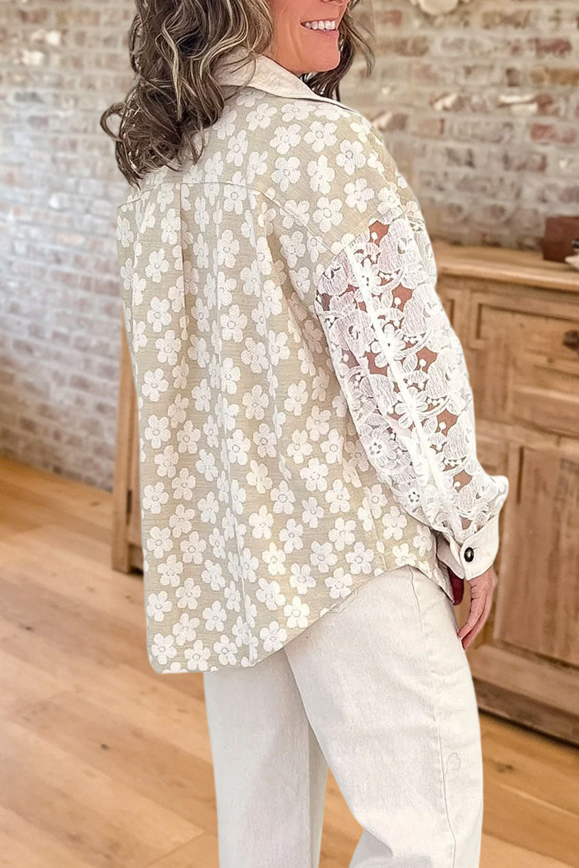Floral Lace Button Front Shacket