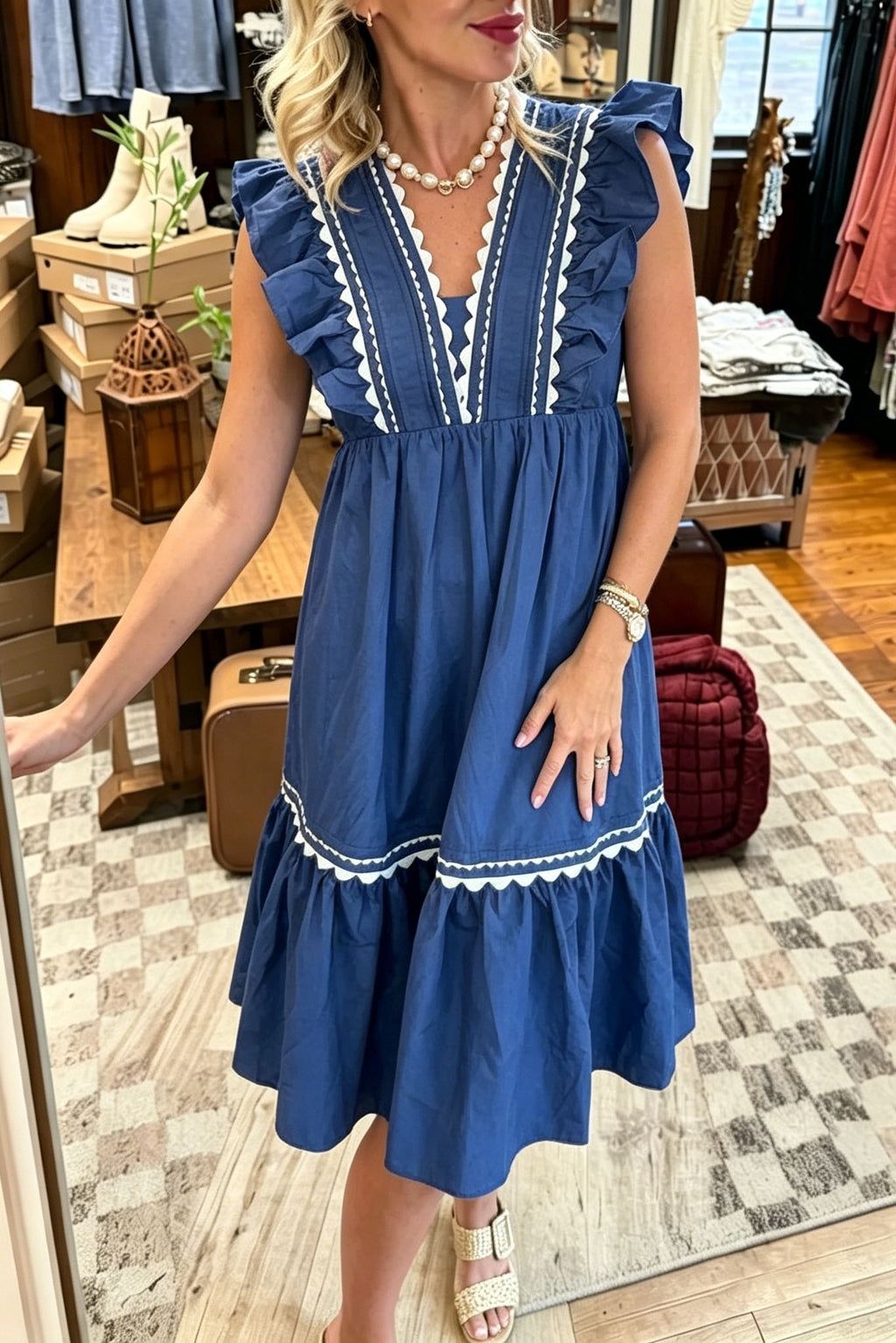 Embroidery Ruffle Maxi Dress