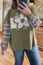 Floral Patchwork Plaid Sweatshirt